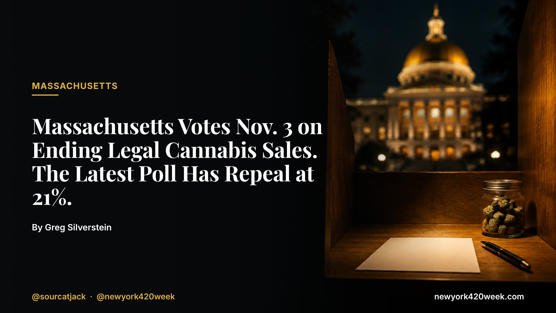 Massachusetts Votes Nov. 3 on Ending Legal Cannabis Sales. The Latest Poll Has Repeal at 21%.