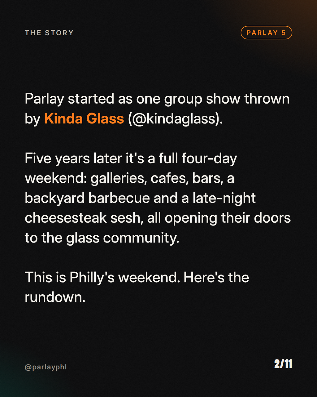 Parlay 5: Four Days of Glass in Philadelphia